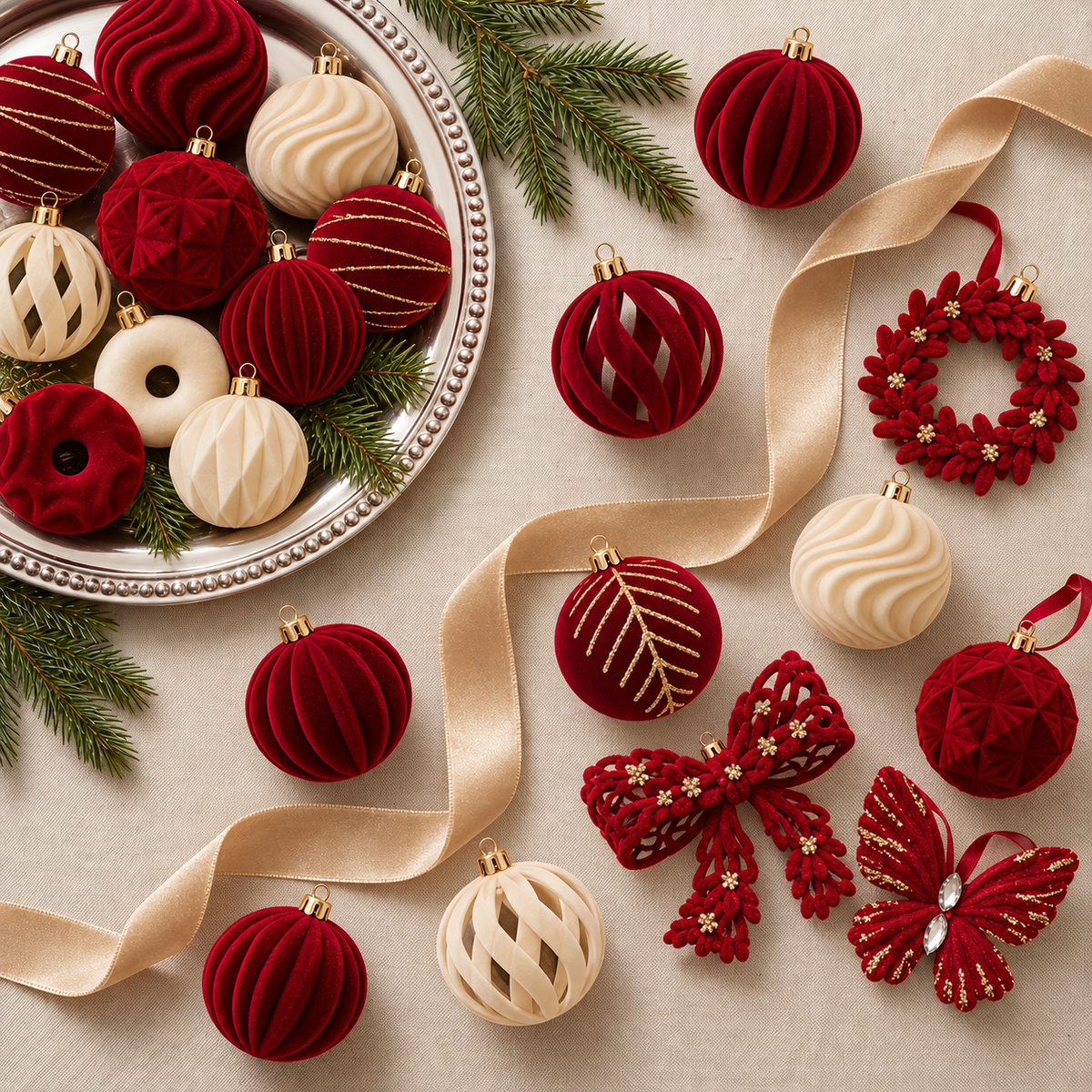 Velvet Christmas Ornaments