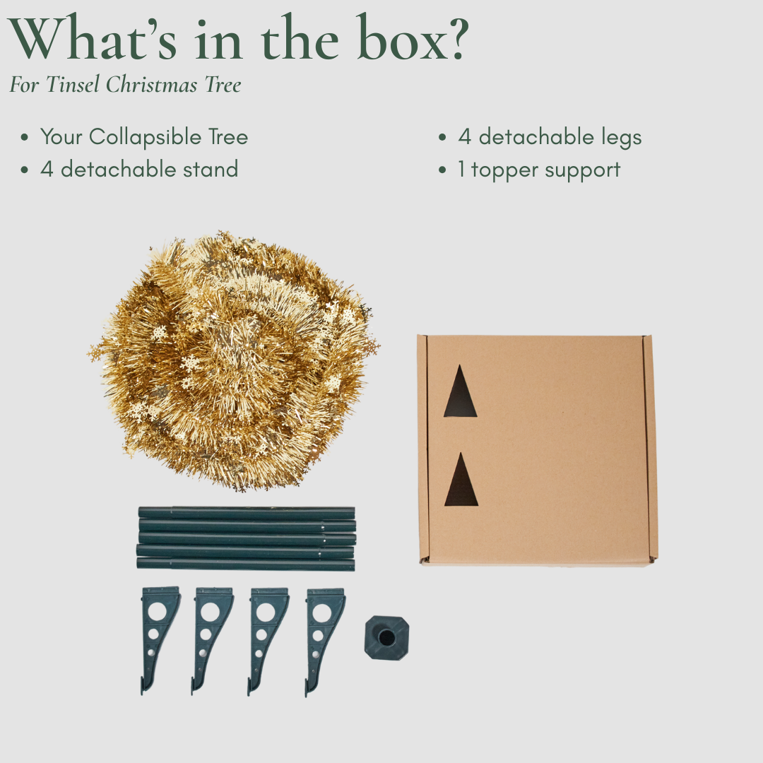 Reinox Gold Tinsel Collapsible Christmas Tree