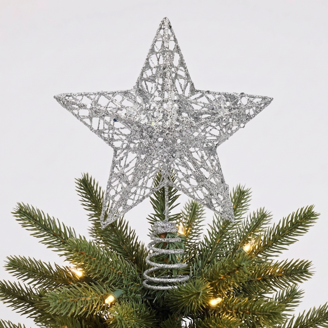 Silver Blinky Star Tree Topper