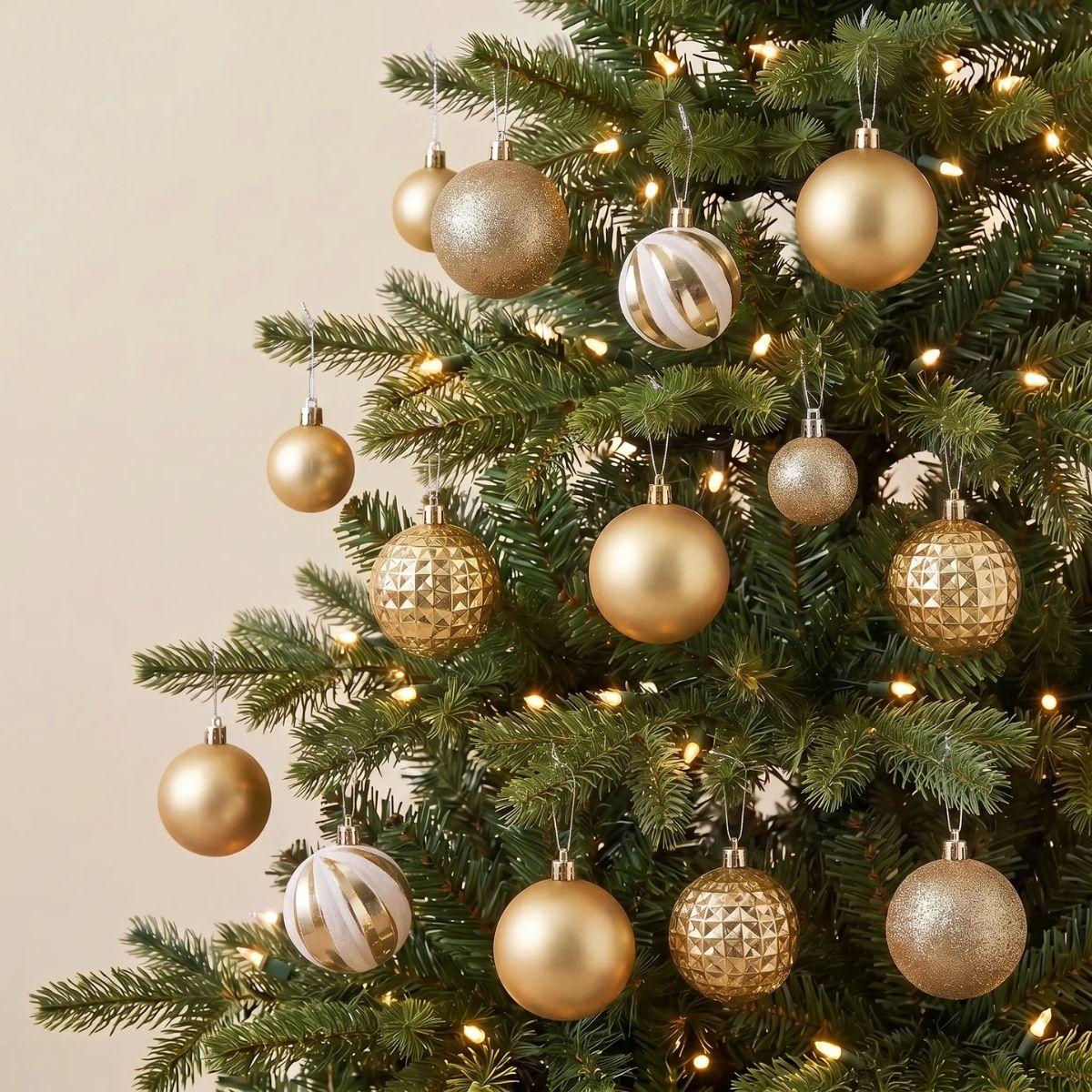 Gold White 6cm 16pcs Set Christmas Baubles for Artificial Christmas Tree Singapore