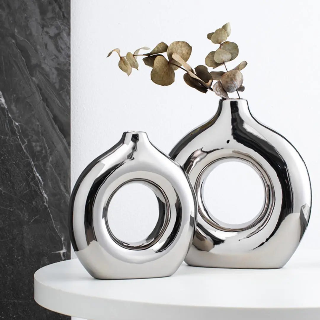 Valeno Designer Ring Ceramic Vase-Speckled Space