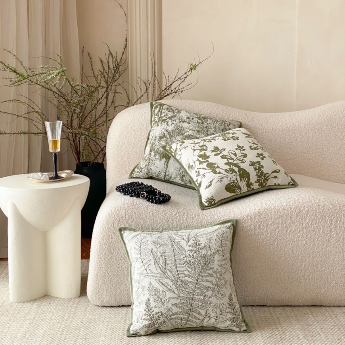 Boscha Green Floral Cushion Cover A