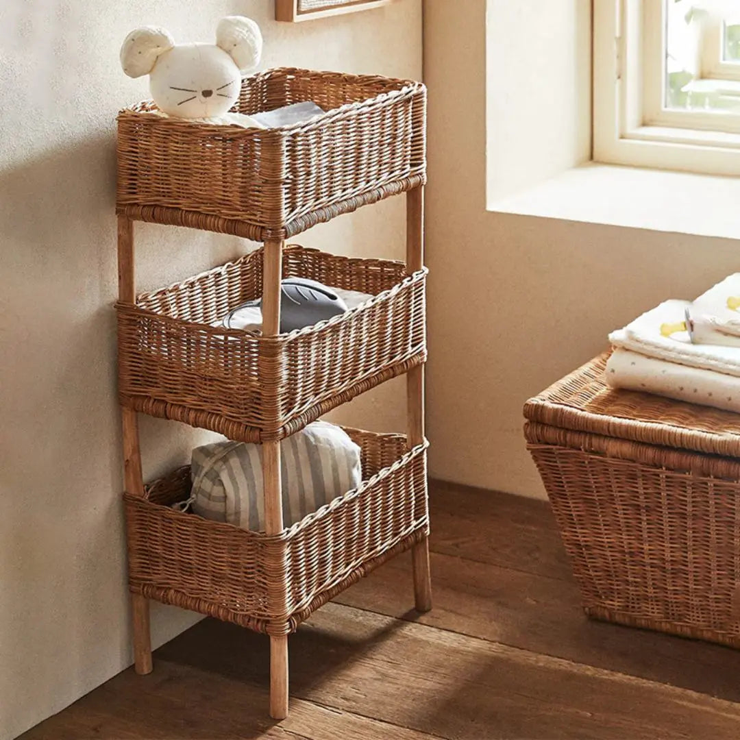 Lety Rattan 3-Tiers Storage Rack-Speckled Space