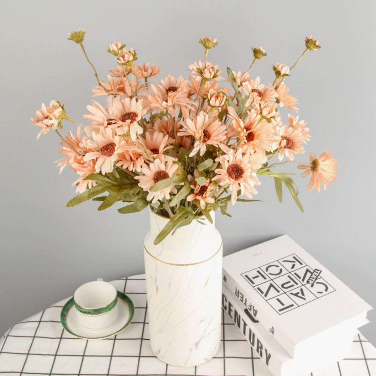 Artificial Chrysanthemum Flowers - Peach