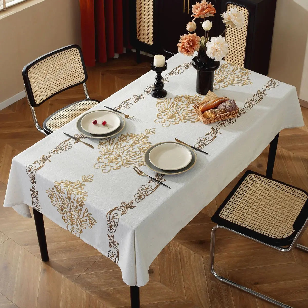 Edon Beige Floral Table Cloth My Store