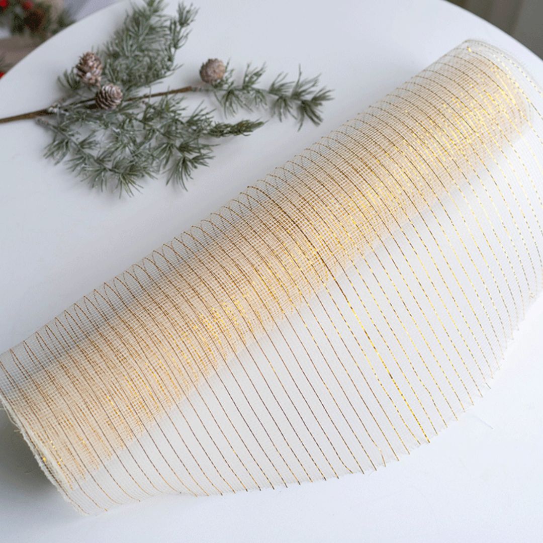 Ethereal White & Gold Woven Tree Mesh Garland