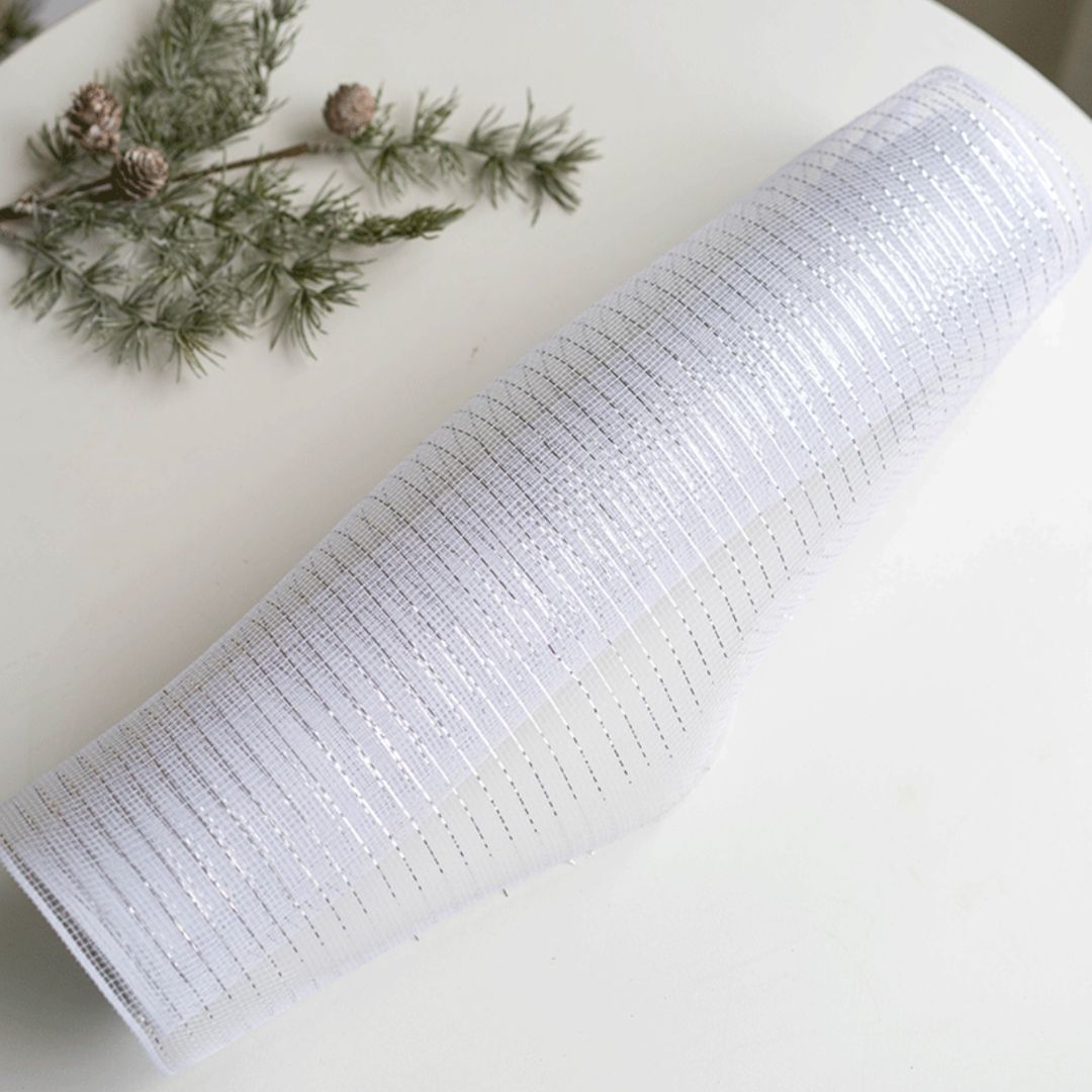 Ethereal White & Silver Woven Tree Mesh Garland