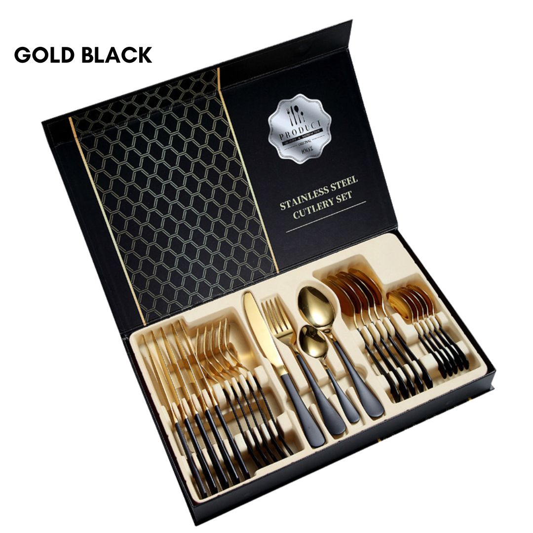 24pcs Stainless Steel Metallic Cutlery Set