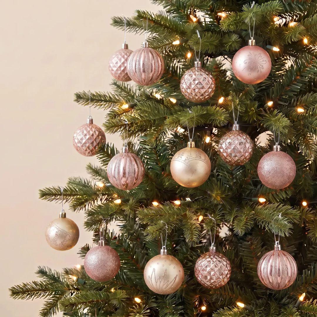 Champagne Gold 6cm 24pcs Set Christmas Baubles for Artificial Christmas Tree Singapore