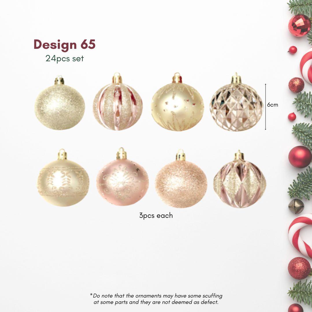 Champagne Gold 6cm 24pcs Set Christmas Baubles for Real & Artificial Christmas Tree Singapore
