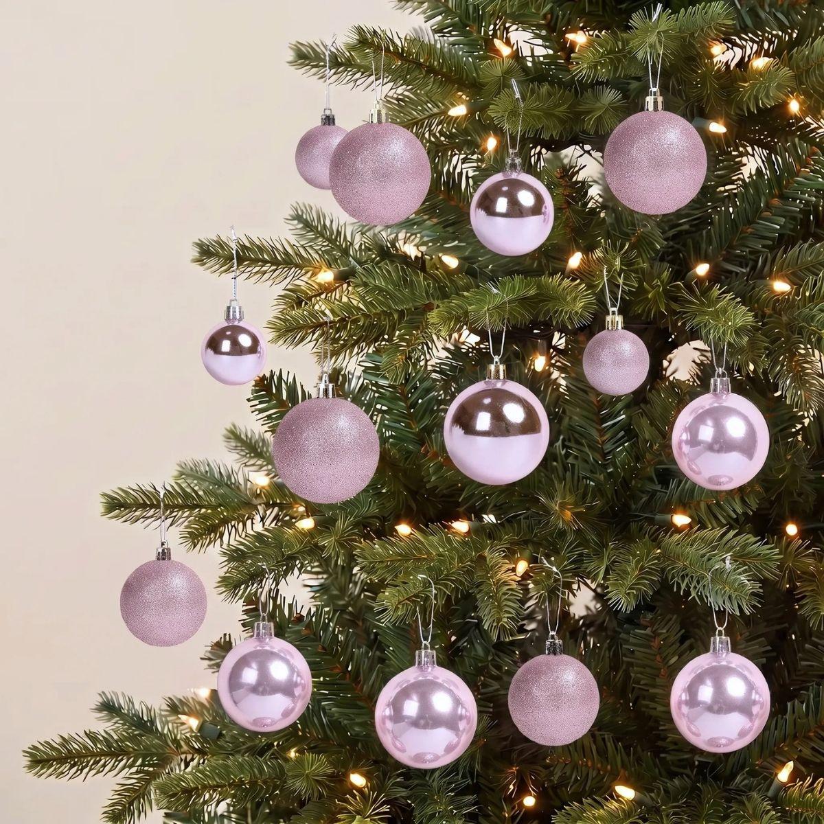 Pink Basic 28pcs Christmas Baubles for Christmas Tree in Singapore