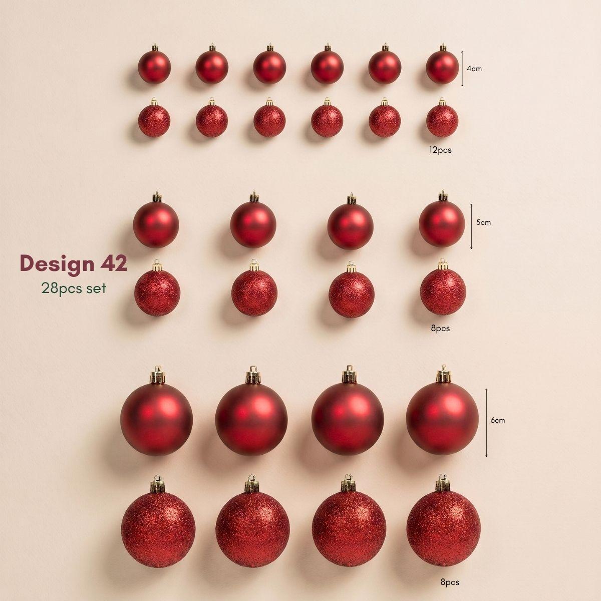 Red Basic 28pcs Christmas Baubles for Real & Artificial Christmas Tree in Singapore