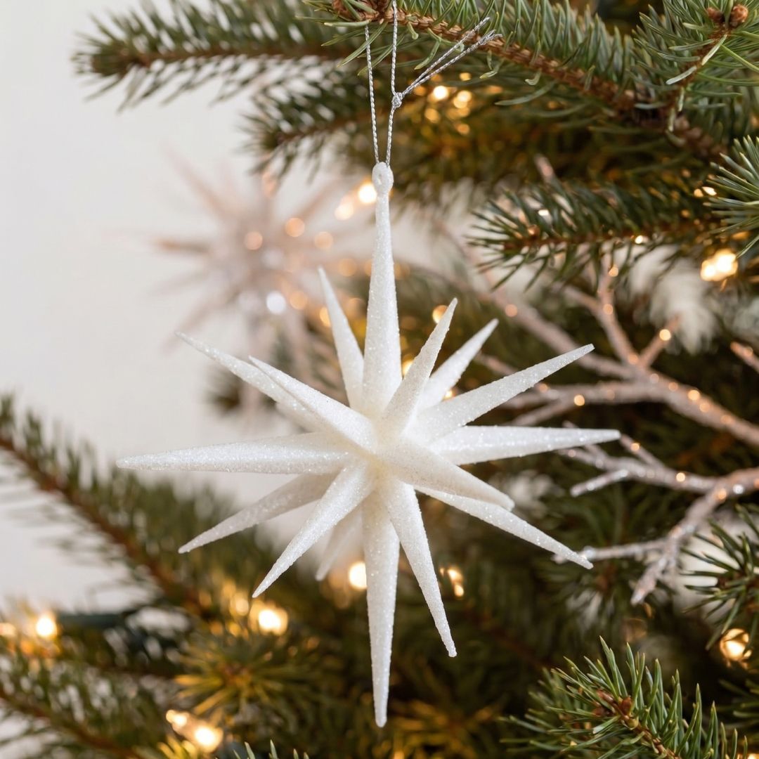 White Starburst Christmas Ornament