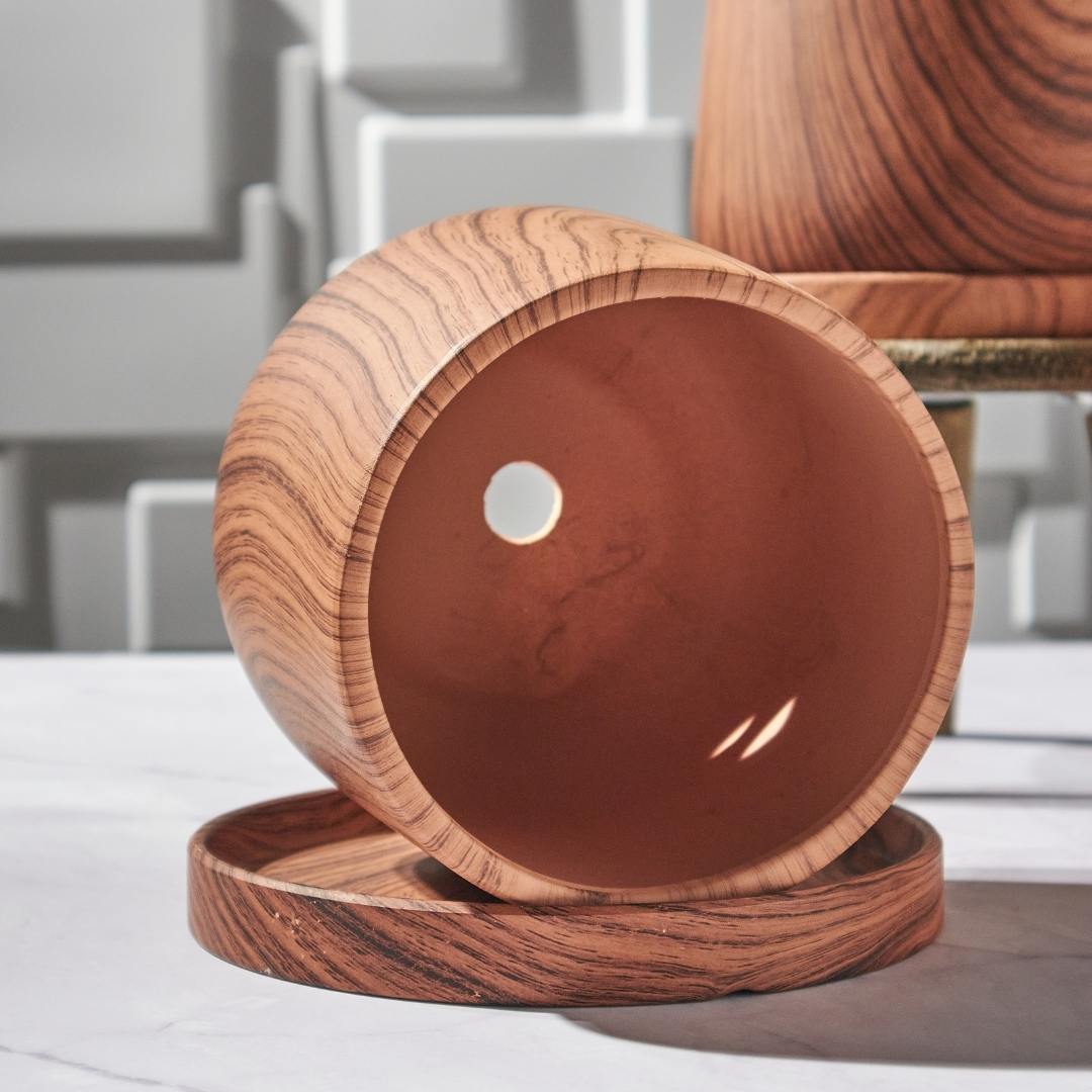 Woshly Wood Print Ceramic Flower Pot