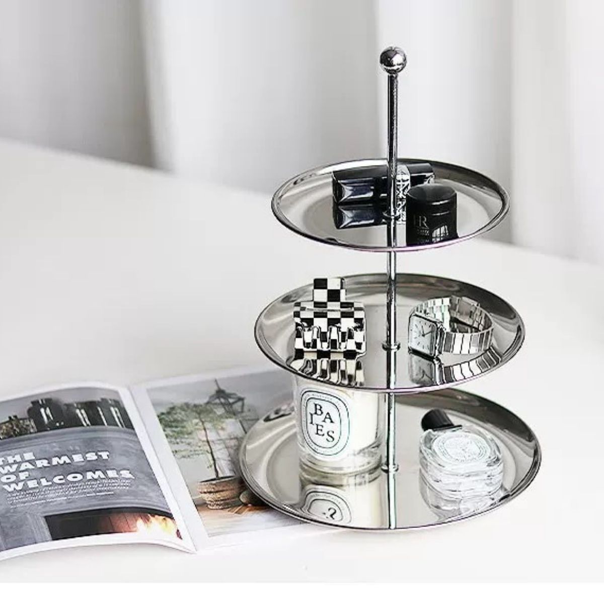 Selina Stainless Steel 3 Tier Dessert Tray Stand
