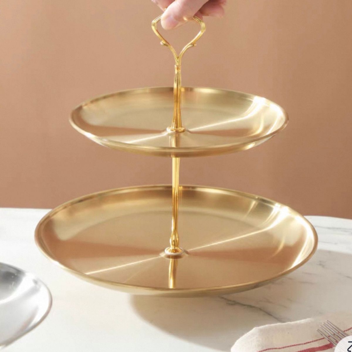 Glina Gold Stainless Steel 3 Tier Dessert Tray Stand