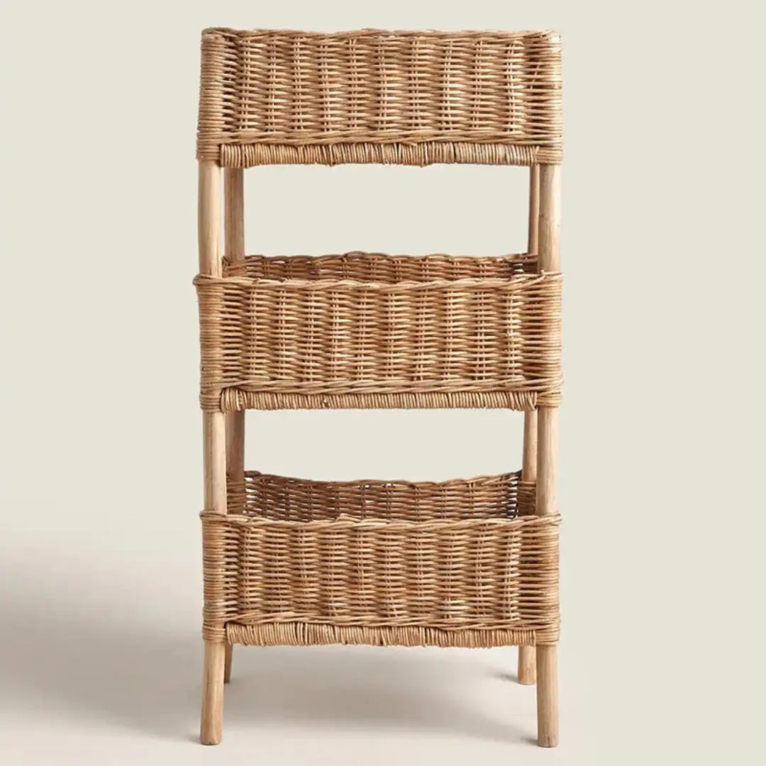 Lety Rattan 3-Tiers Storage Rack-Speckled Space