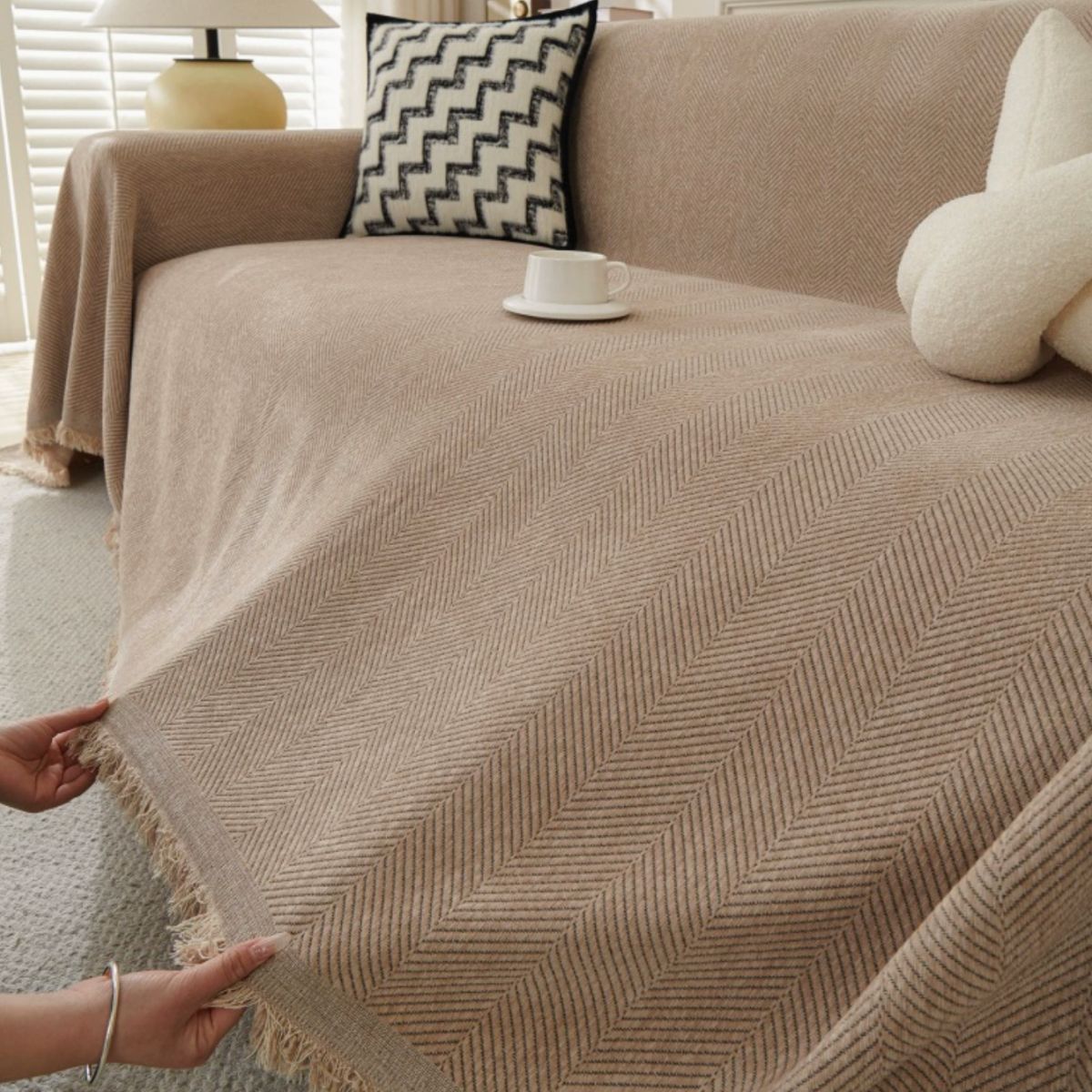 Rosella Brown Sofa Throw Cover