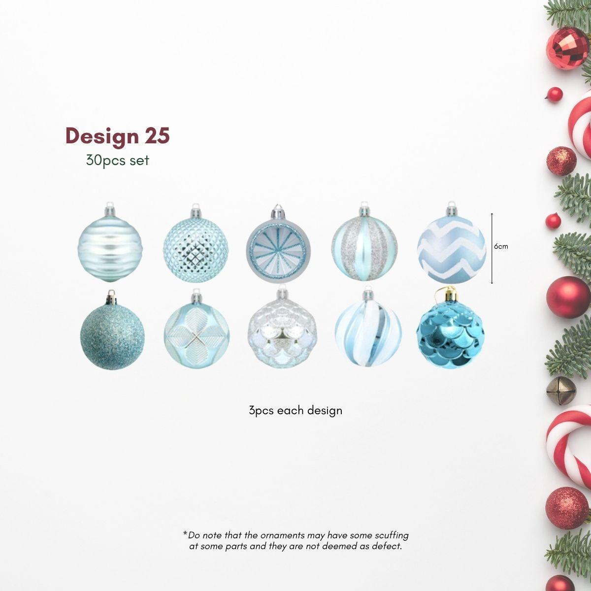 30pcs Light Blue Christmas Baubles For Artificial and Real Christmas Tree in Singapore