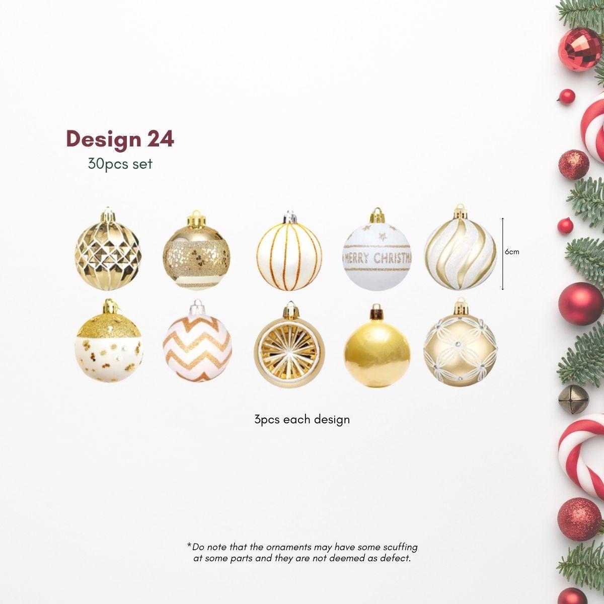 30pcs Gold and White Christmas Baubles for Artificial or Real Christmas Tree in Singapore