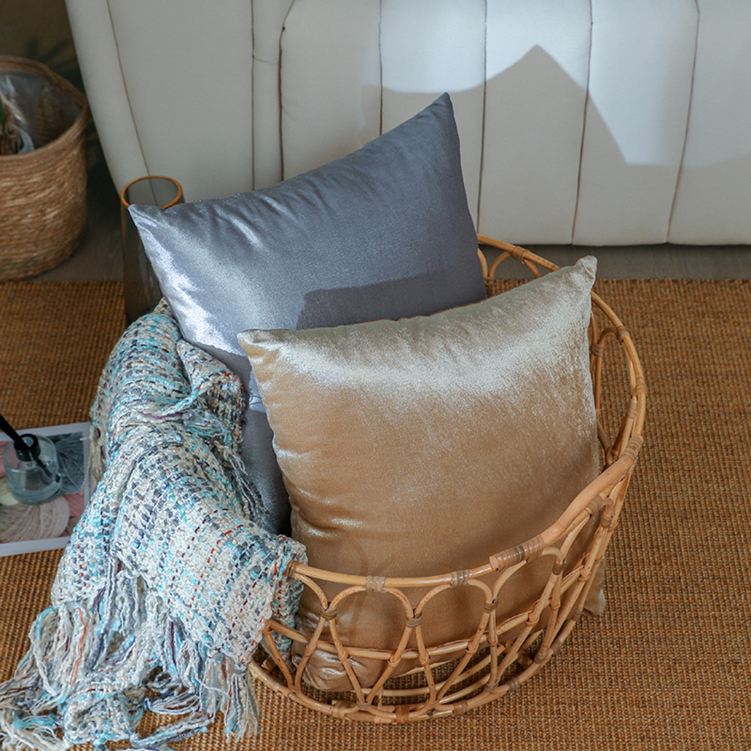 Gold & Silver Solid Colour Cushion Cover