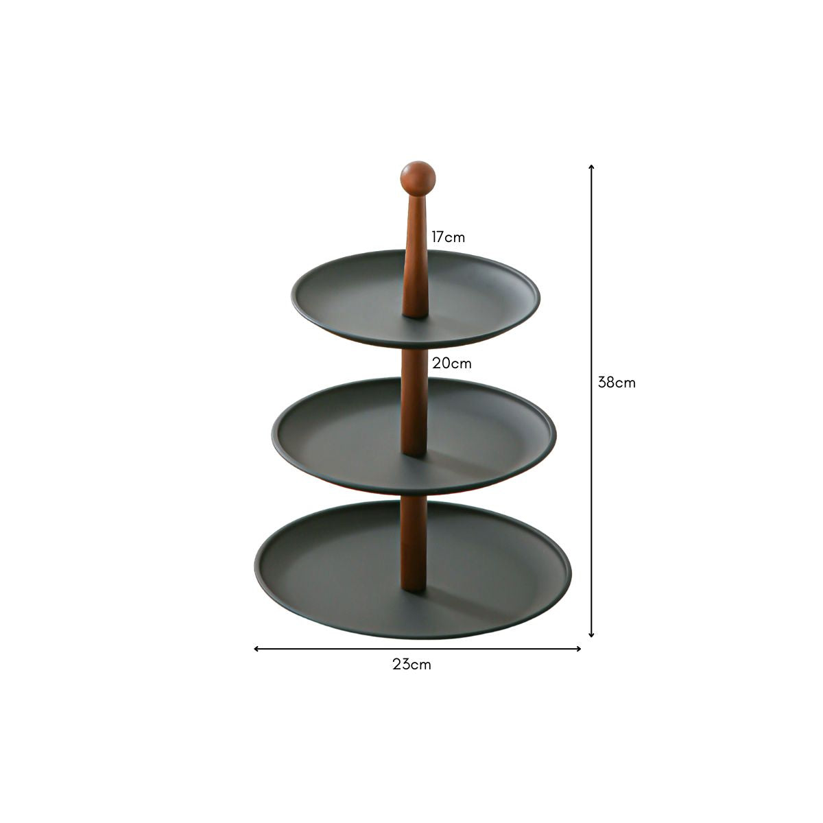 Brintel Black Stainless Steel 3 Tier Dessert Tray Stand