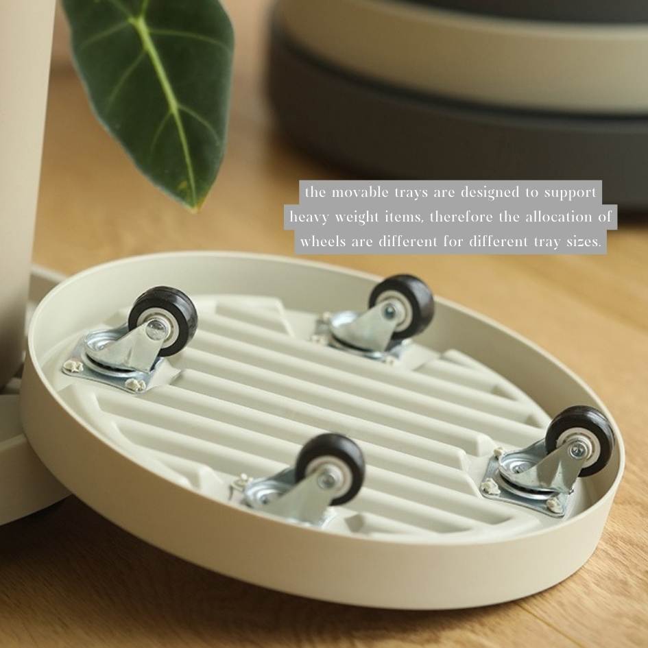 Otis Movable Functional Round Plant Pot Tray with Wheels