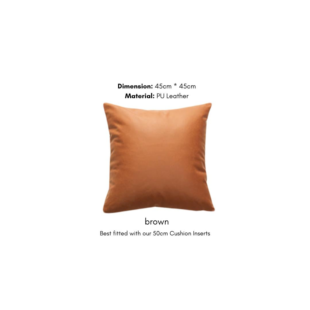 Plainly Solid Faux Leather Cushion Cover