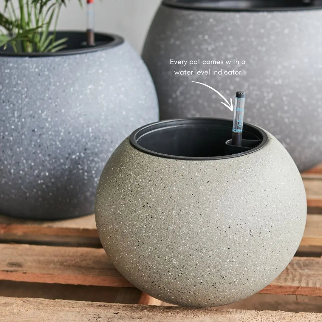 Domi Premium Plastic Self Watering Flower Pot Speckled Space
