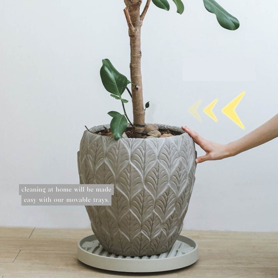 Otis Movable Functional Round Plant Pot Tray with Wheels