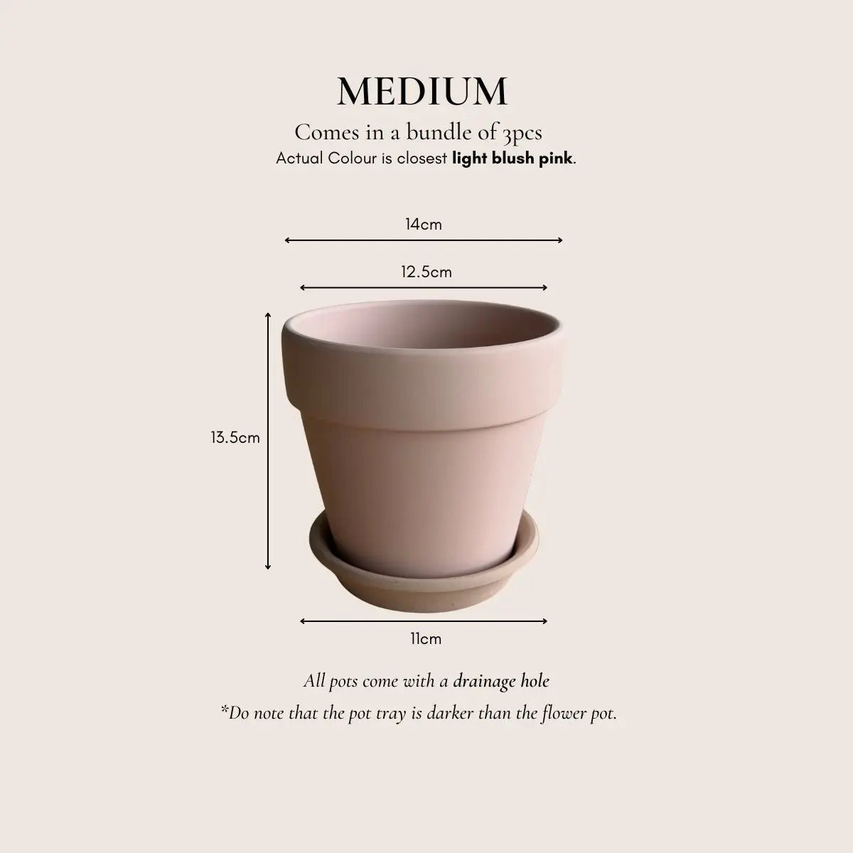 Blush Pink Terracotta Pottery Flower Pot Small & Medium Flower Pot Speckled Space