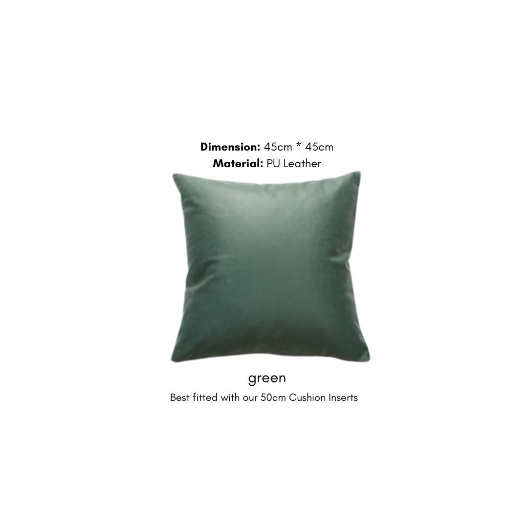 Plainly Solid Faux Leather Cushion Cover