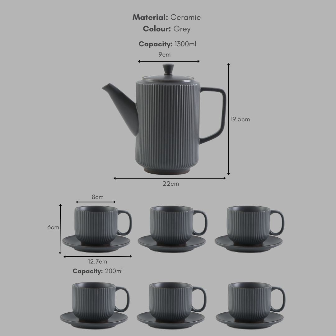 Panelope Grey Ceramic Teapot Set