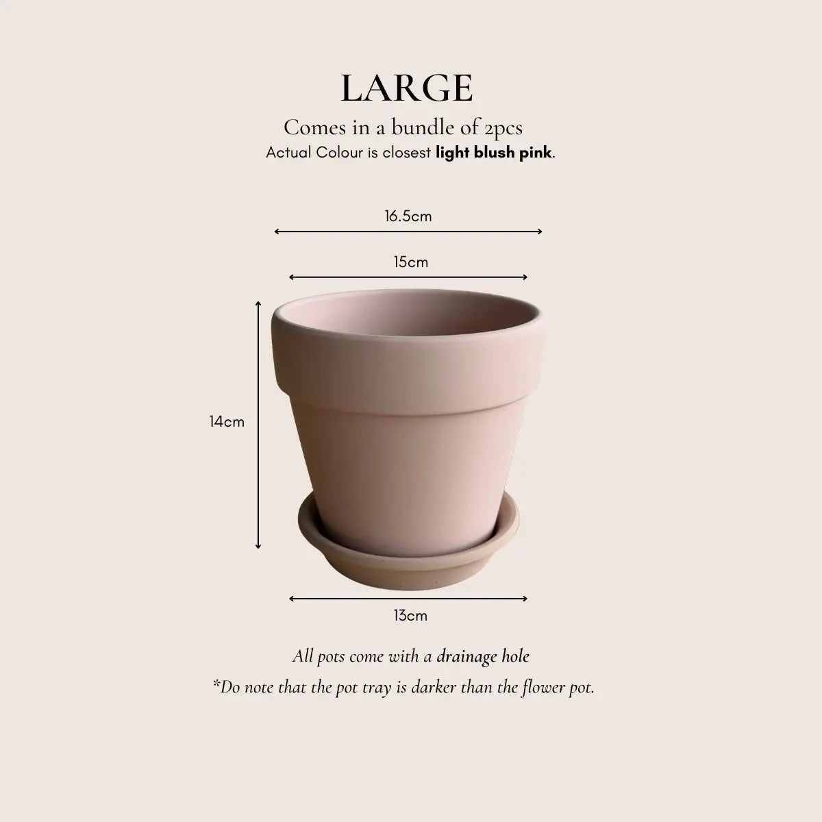 Blush Pink Terracotta Pottery Flower Pot Small & Medium Flower Pot Speckled Space