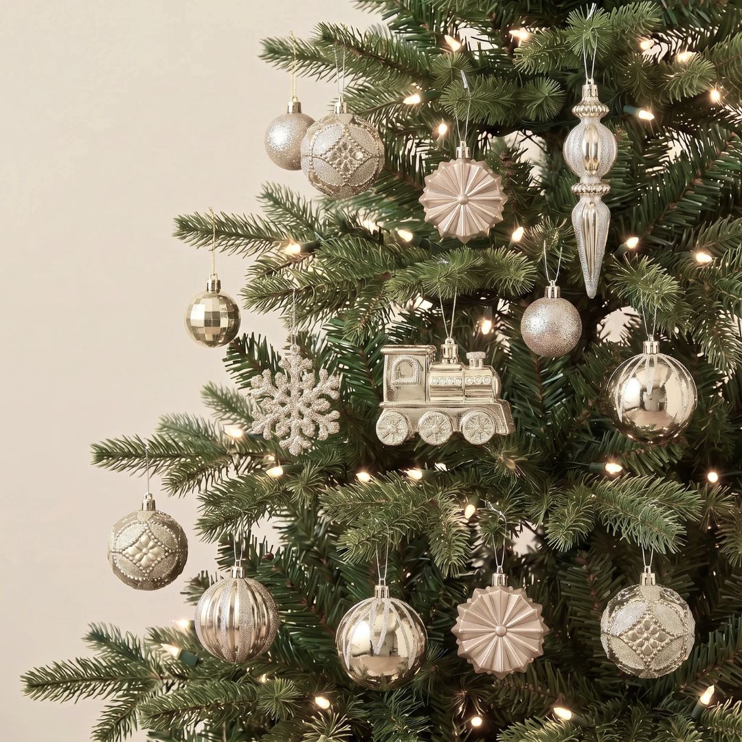 60pcs Set Gold Christmas Hanging Baubles Ornament (D79)