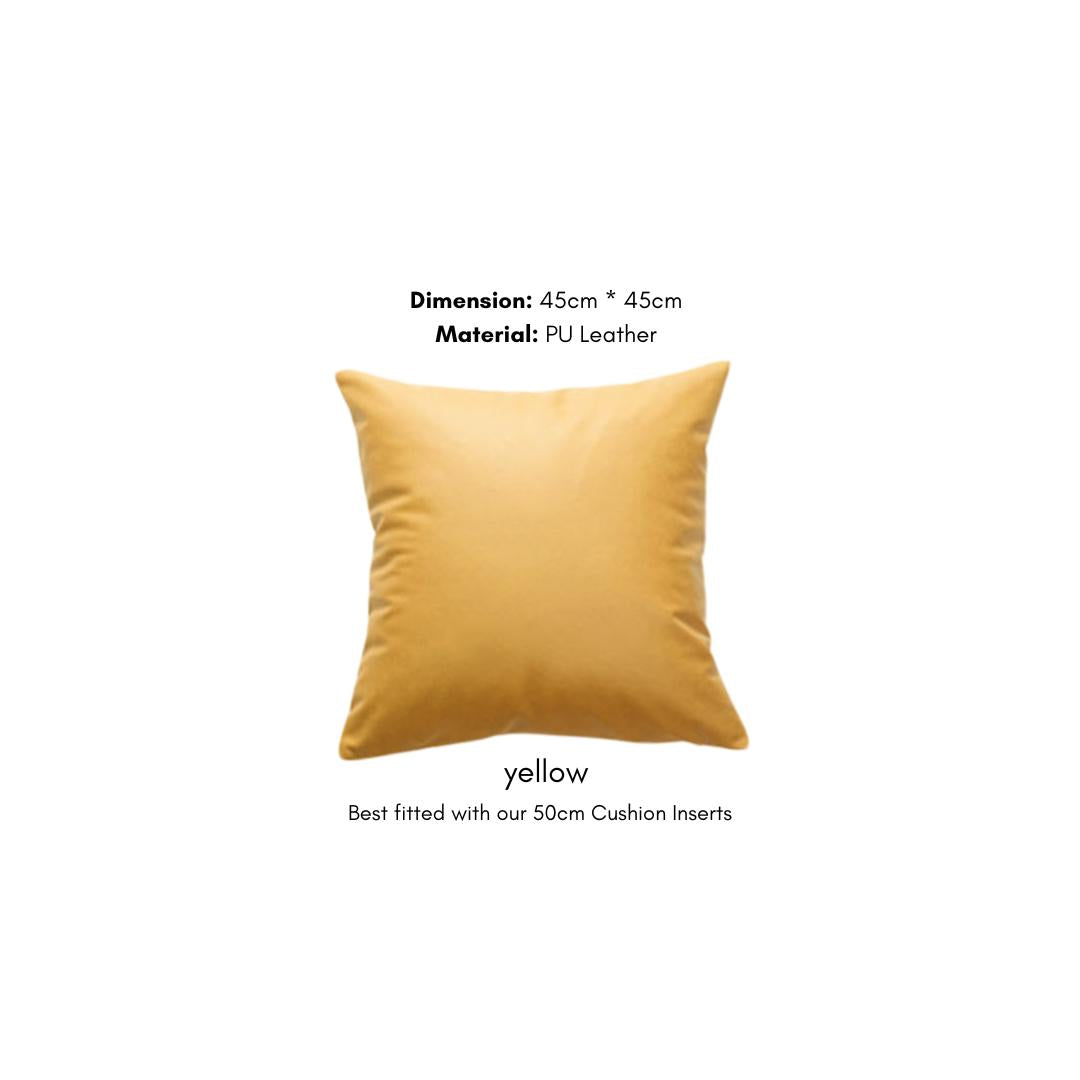 Plainly Solid Faux Leather Cushion Cover