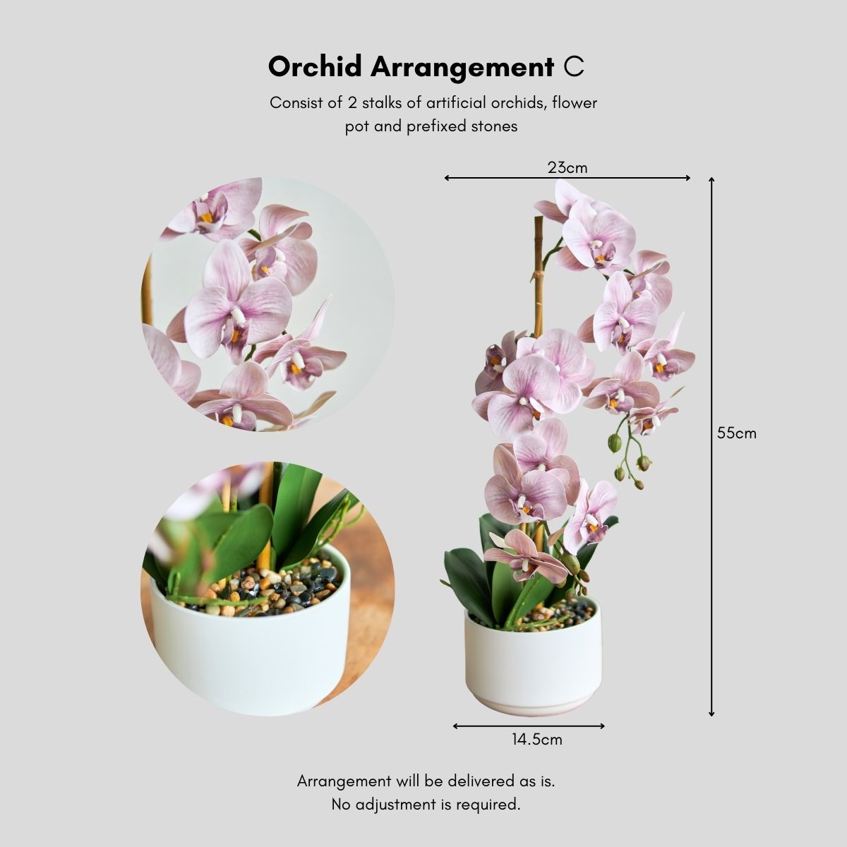 Faux Orchid Floral Arrangement
