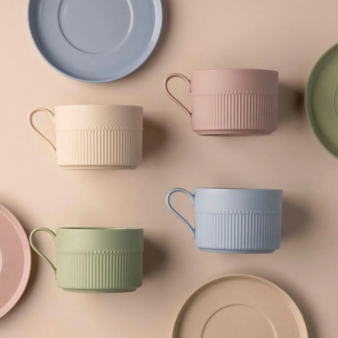 Abaca Ceramic Teacup with Saucer-Speckled Space
