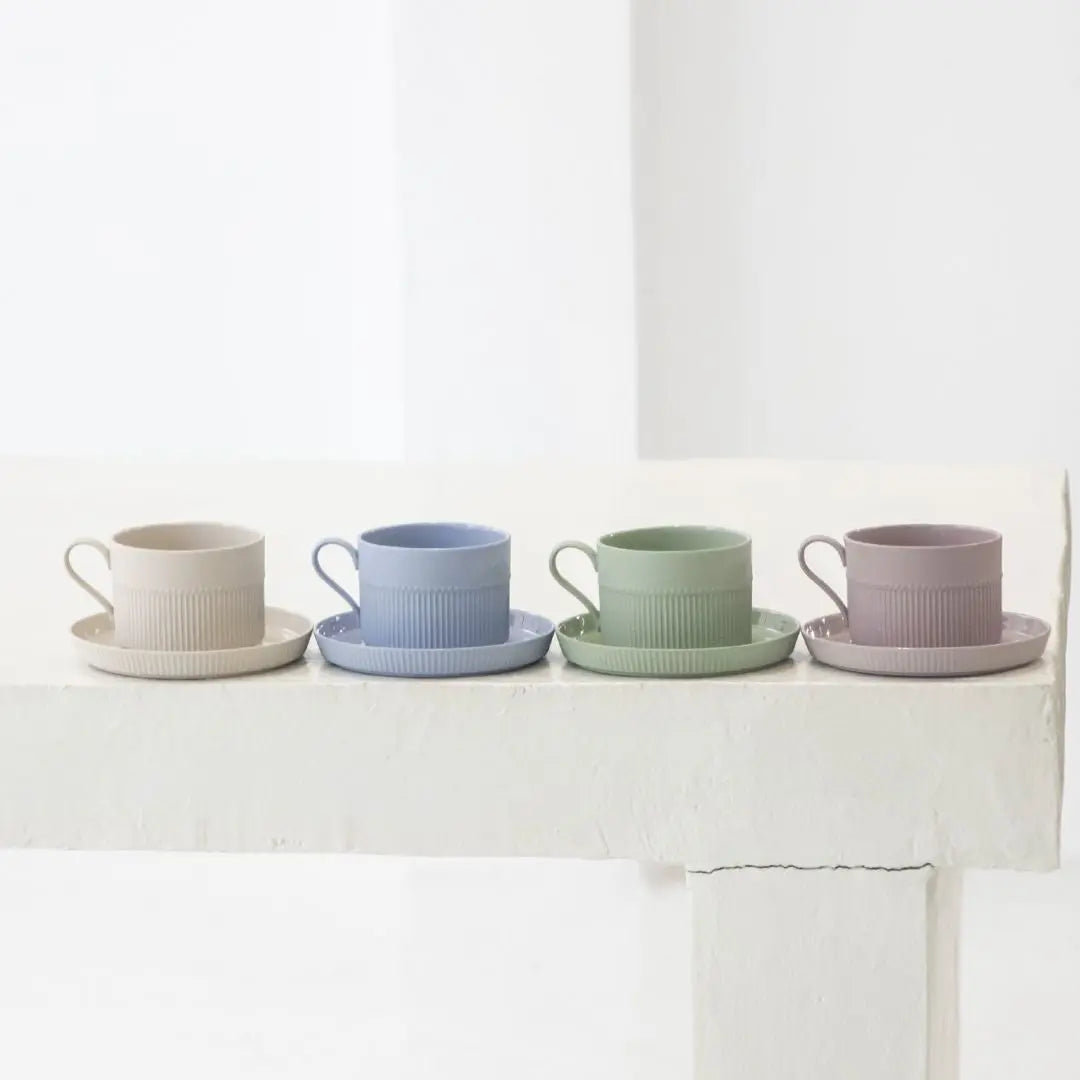 Abaca Ceramic Teacup with Saucer-Speckled Space