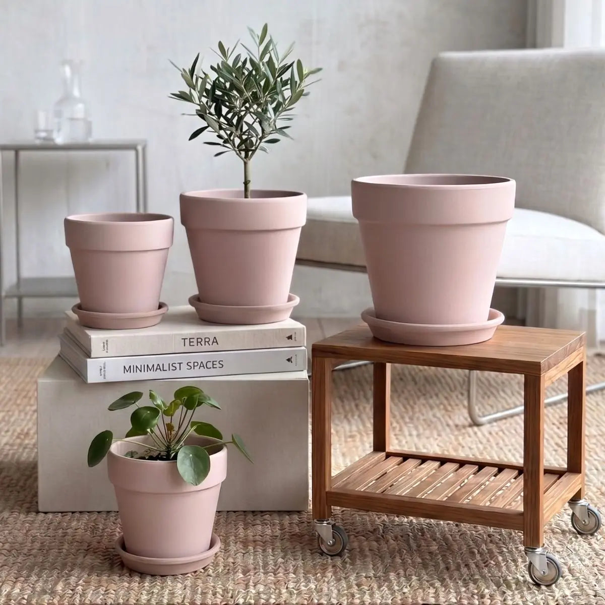 Blush Pink Terracotta Pottery Flower Pot Small & Medium Flower Pot Speckled Space