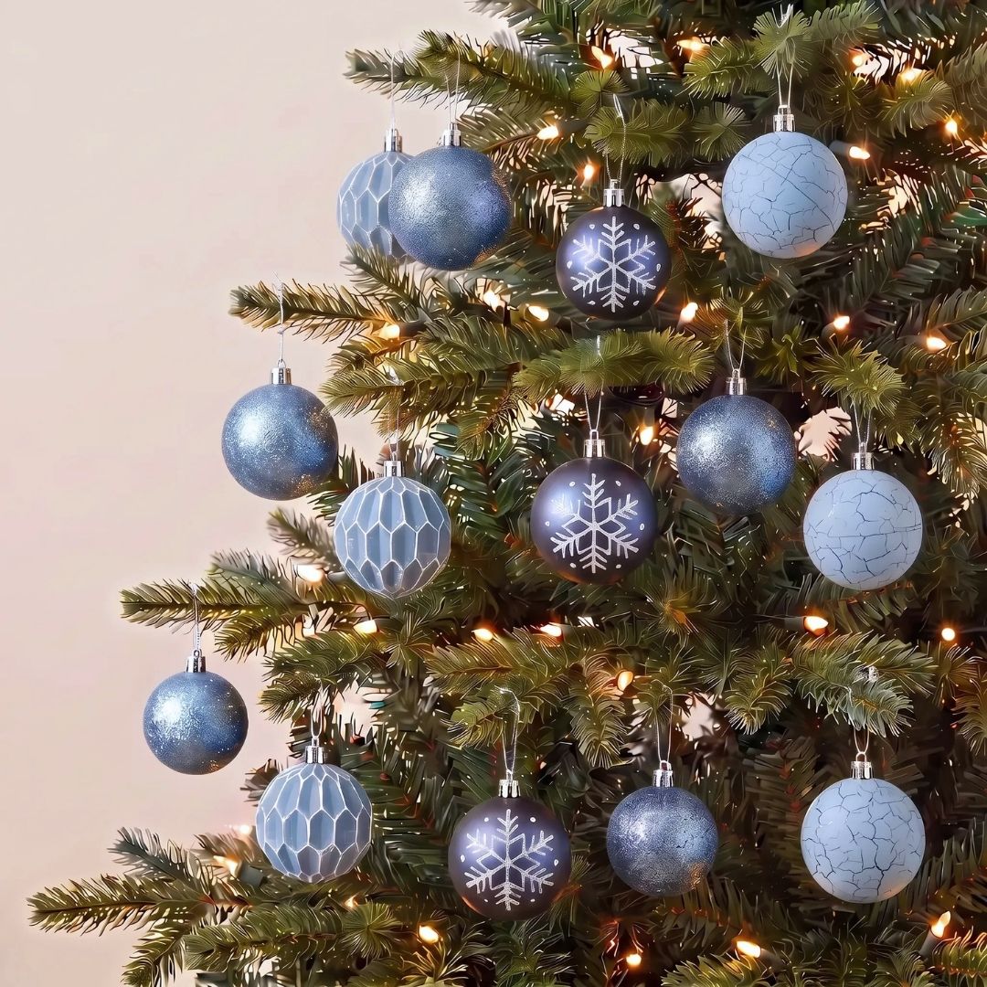 Blue Christmas Hanging Baubles Ornament - 16pcs (D63)