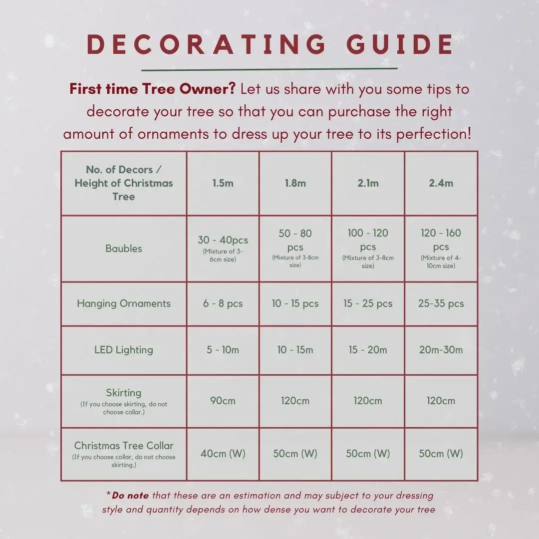 Step-by-step decorating guide for the Evangel Fraser Fir Christmas Tree, demonstrating how to perfectly arrange lights and ornaments. Designed to help you create a stunning, festive focal point in any Singapore HDB or condo living room, offering a fuller and more luxurious canvas than many competitors selling Christmas trees in Singapore such as IKEA, Tangs, or Spotlight.