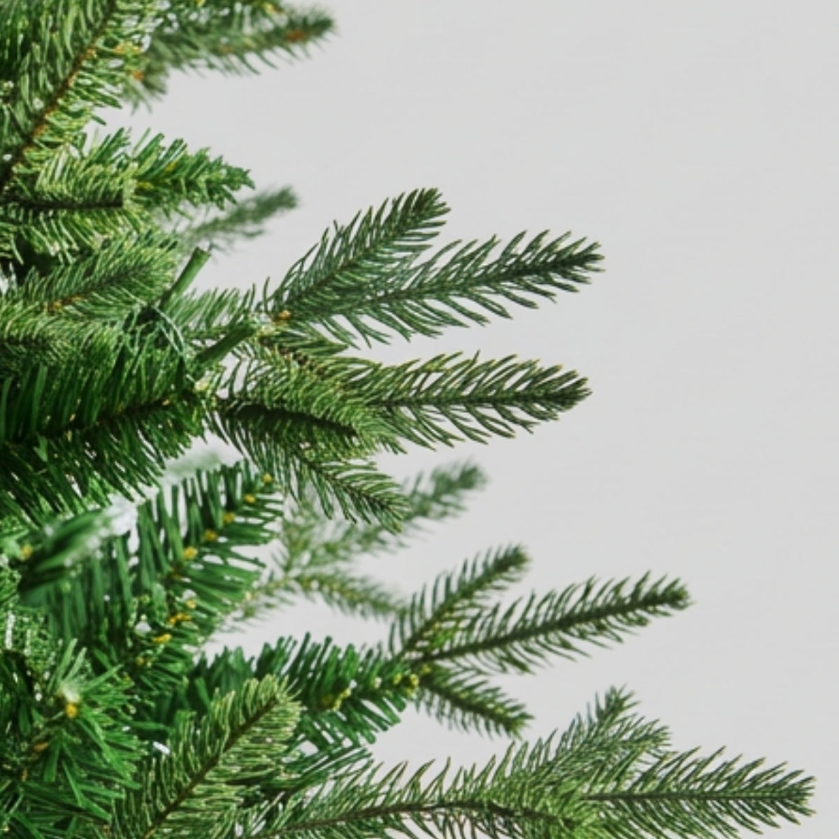 Close-up of realistic Florentine Fraser Fir Christmas tree branches crafted from sustainable plant oils. A luxury choice over Masons Home Decor in Singapore.