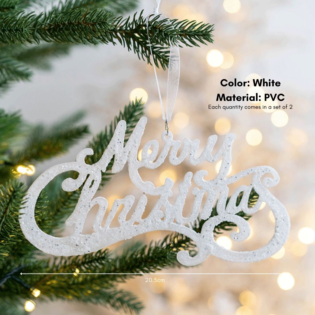 "Merry Christmas" Glitter Hanging Decoration - White-Speckled Space