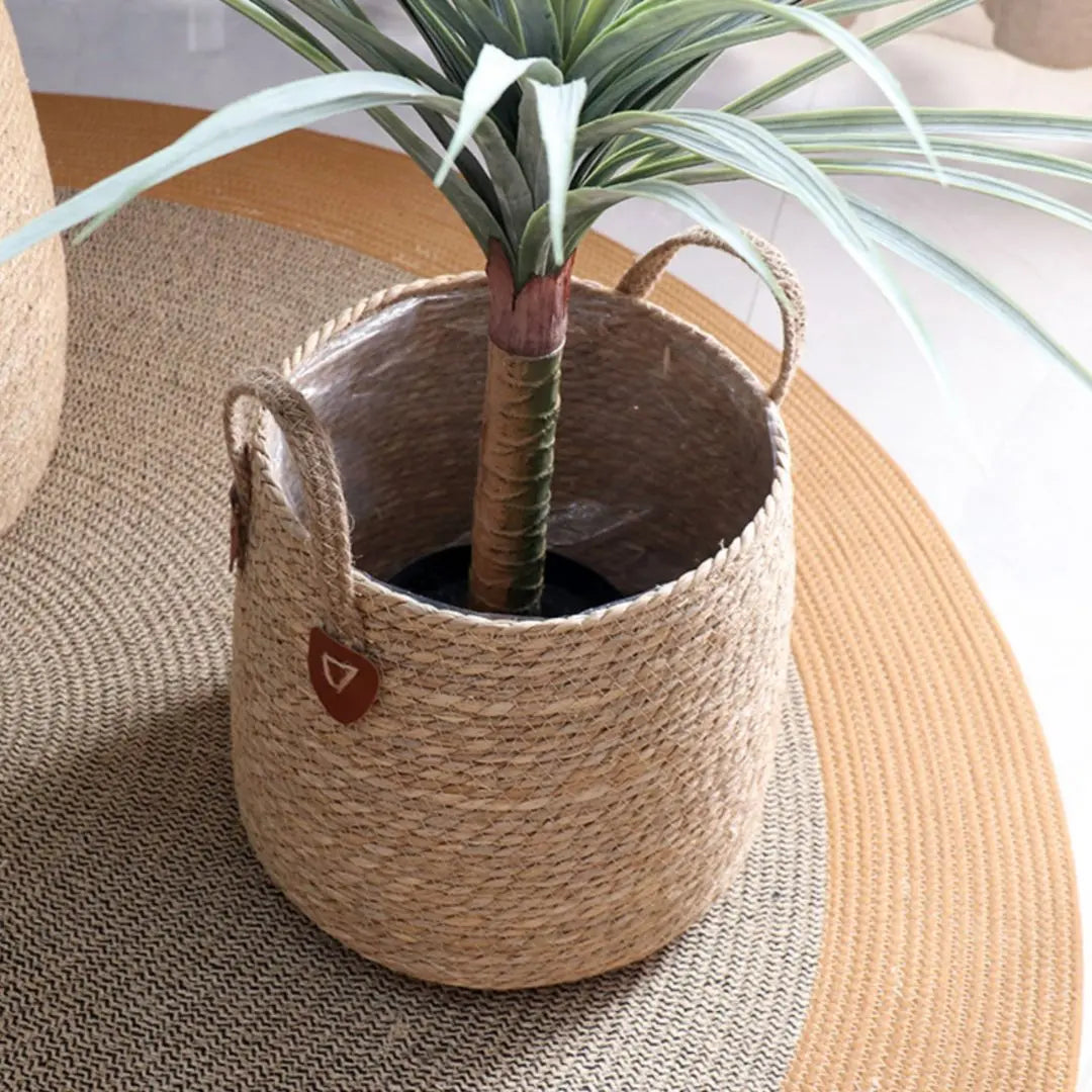 Nathan Hand Made Seagrass Woven Plant Basket-Speckled Space