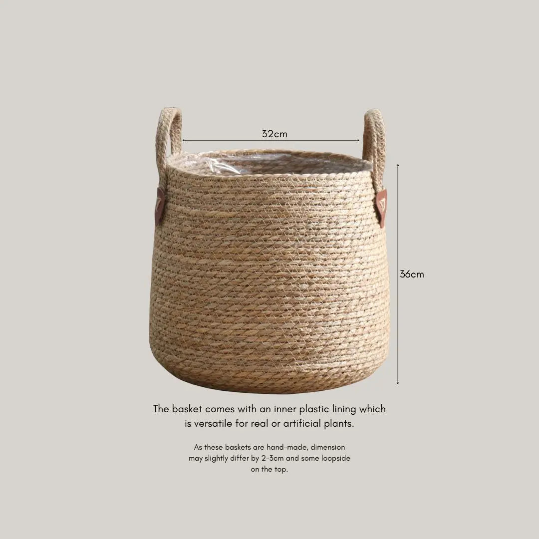 Nathan Hand Made Seagrass Woven Plant Basket-Speckled Space