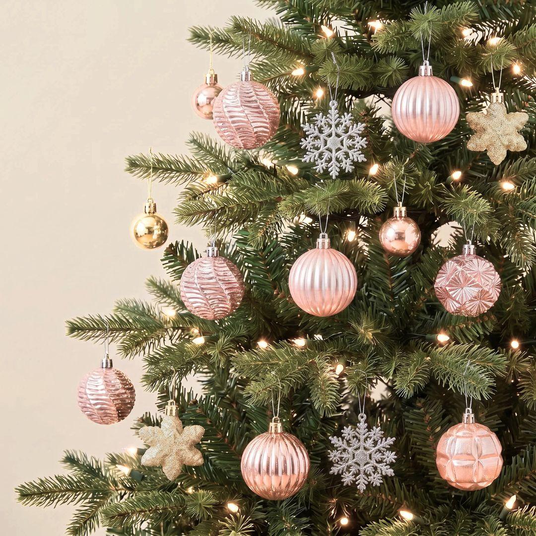 Rose Gold Christmas Hanging Baubles 40pcs Set for Christmas Tree Singapore