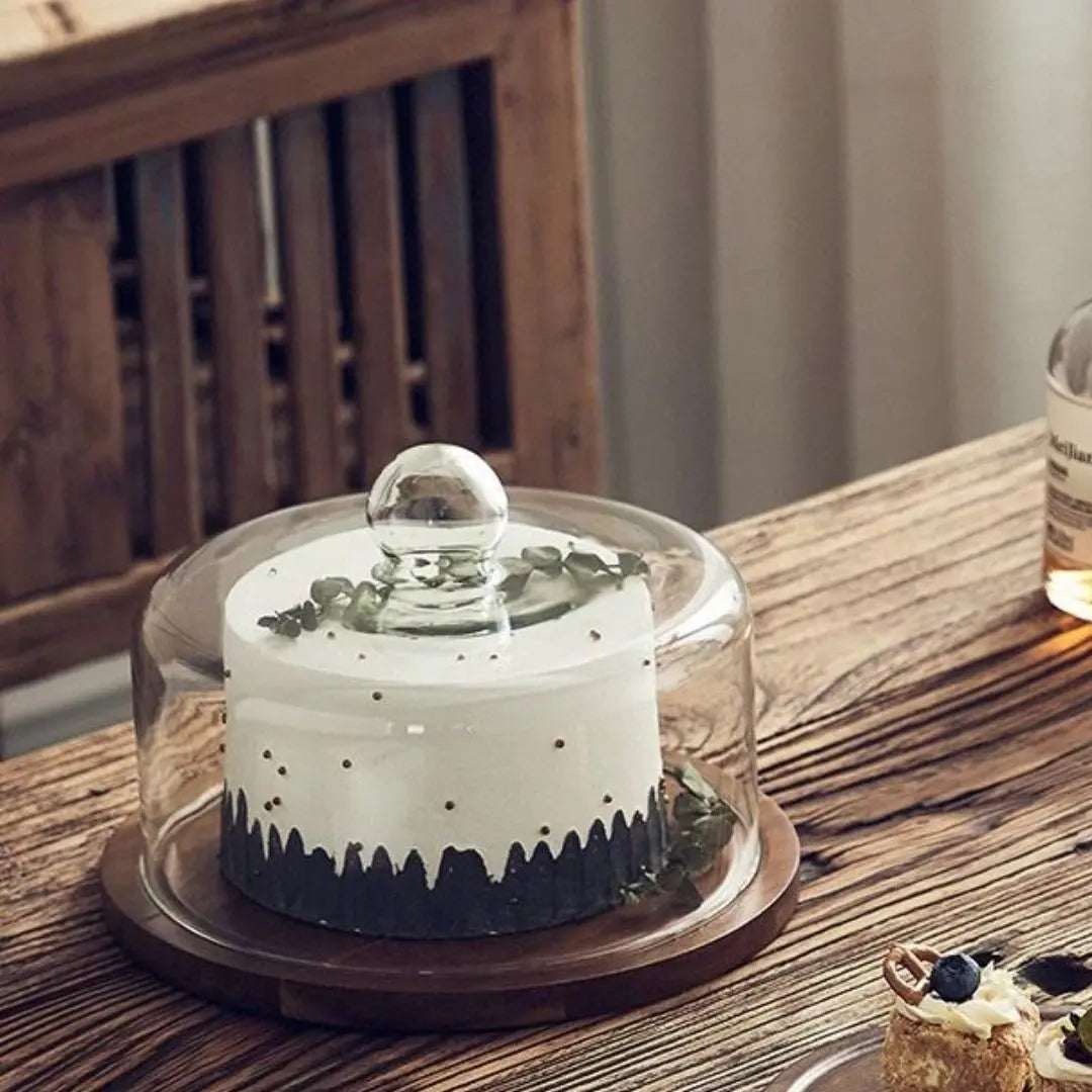 Whitney Cake Serving Tray with Dome Glass Lid-Speckled Space