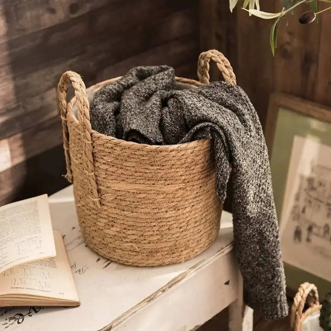 Norea Hand Made Seagrass Woven Plant Basket-Speckled Space