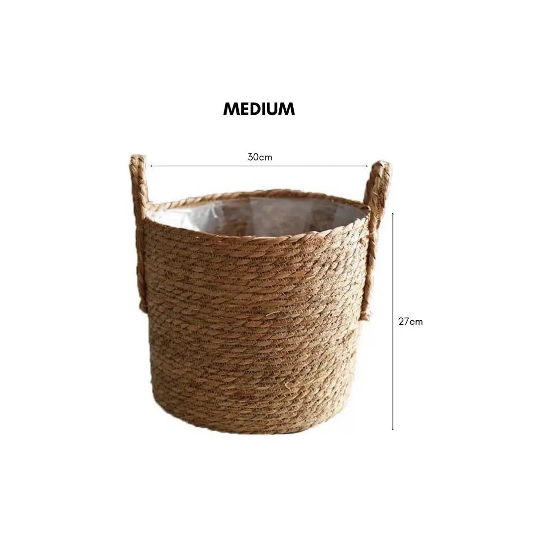 Norea Hand Made Seagrass Woven Plant Basket-Speckled Space